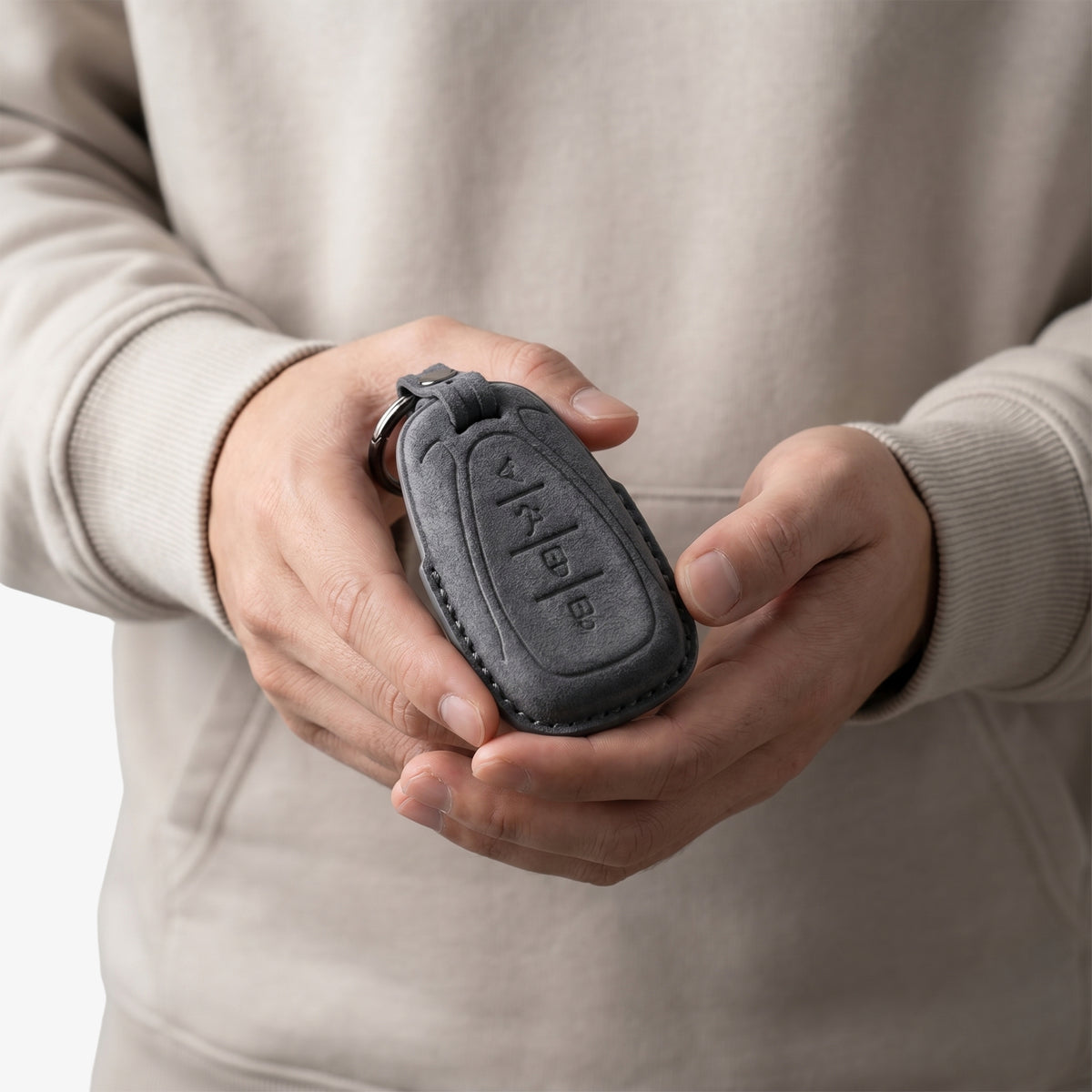 Alcantara Car Key Fob Cover for Chevrolet Model B - Space Grey 2