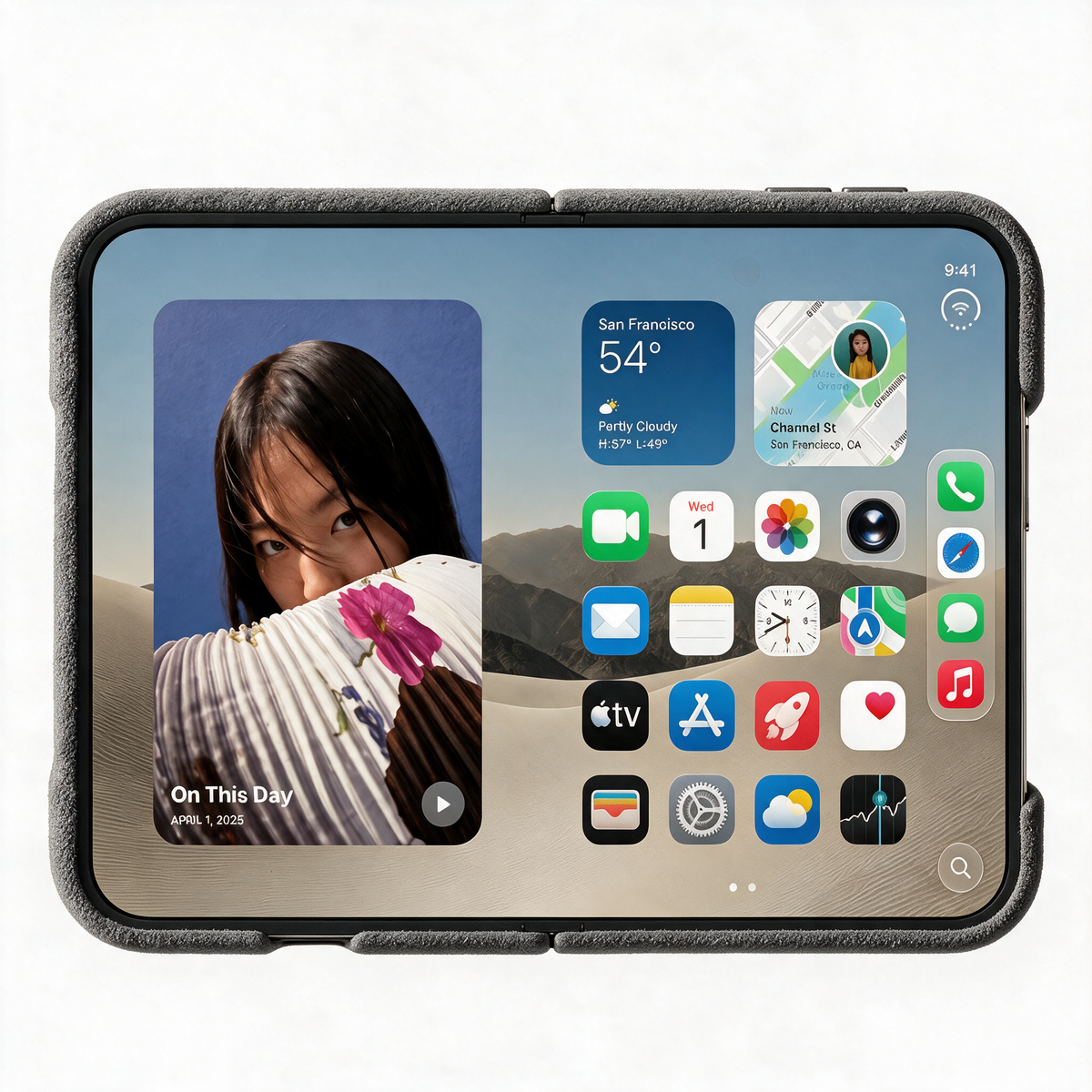 Nardo Gray Alcantara case for iPhone Duo, product image 3