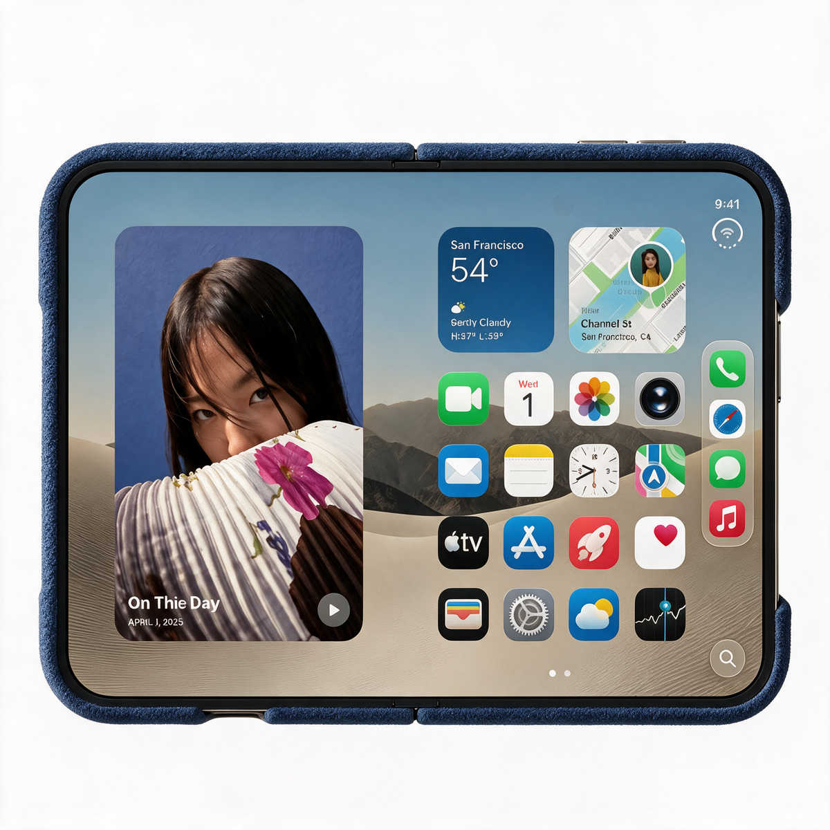 Ocean Blue Alcantara case for iPhone Duo, product image 3
