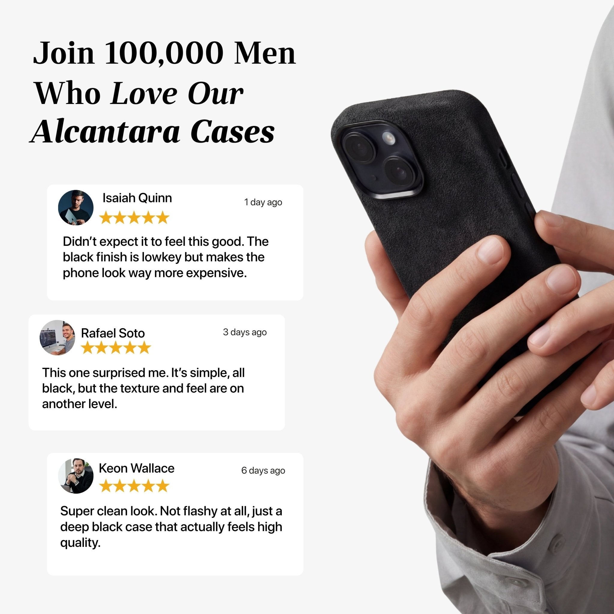 iPhone 15 - Alcantara Case - Deep Black - Alcanside