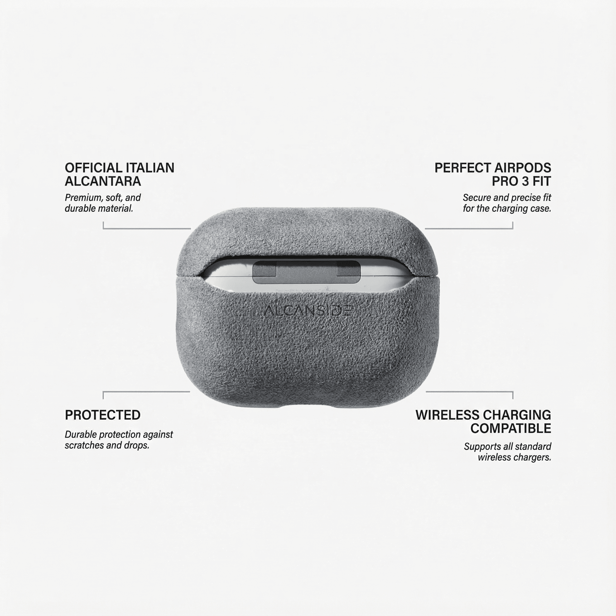 AirPods Pro (3rd Generation) Alcantara Case - Nardo Gray - Alcanside
