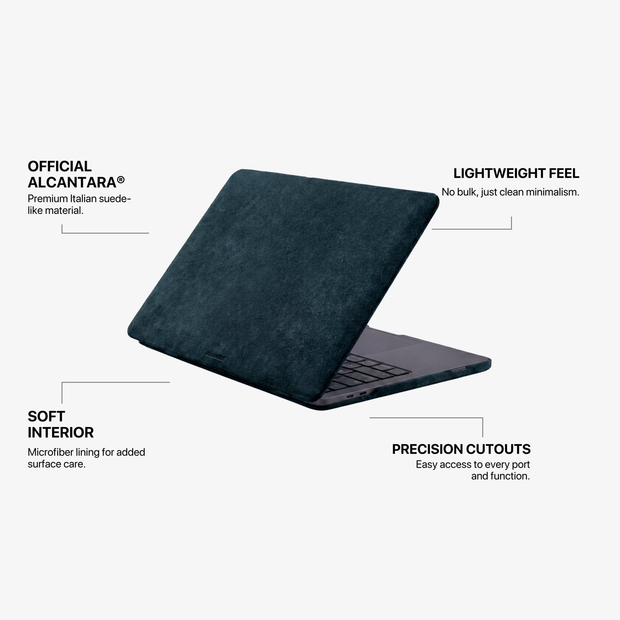 Alcantara MacBook Air Cover - For 13.6 inch (2022 M2 - 2025 M4) - Navy Blue - Alcanside