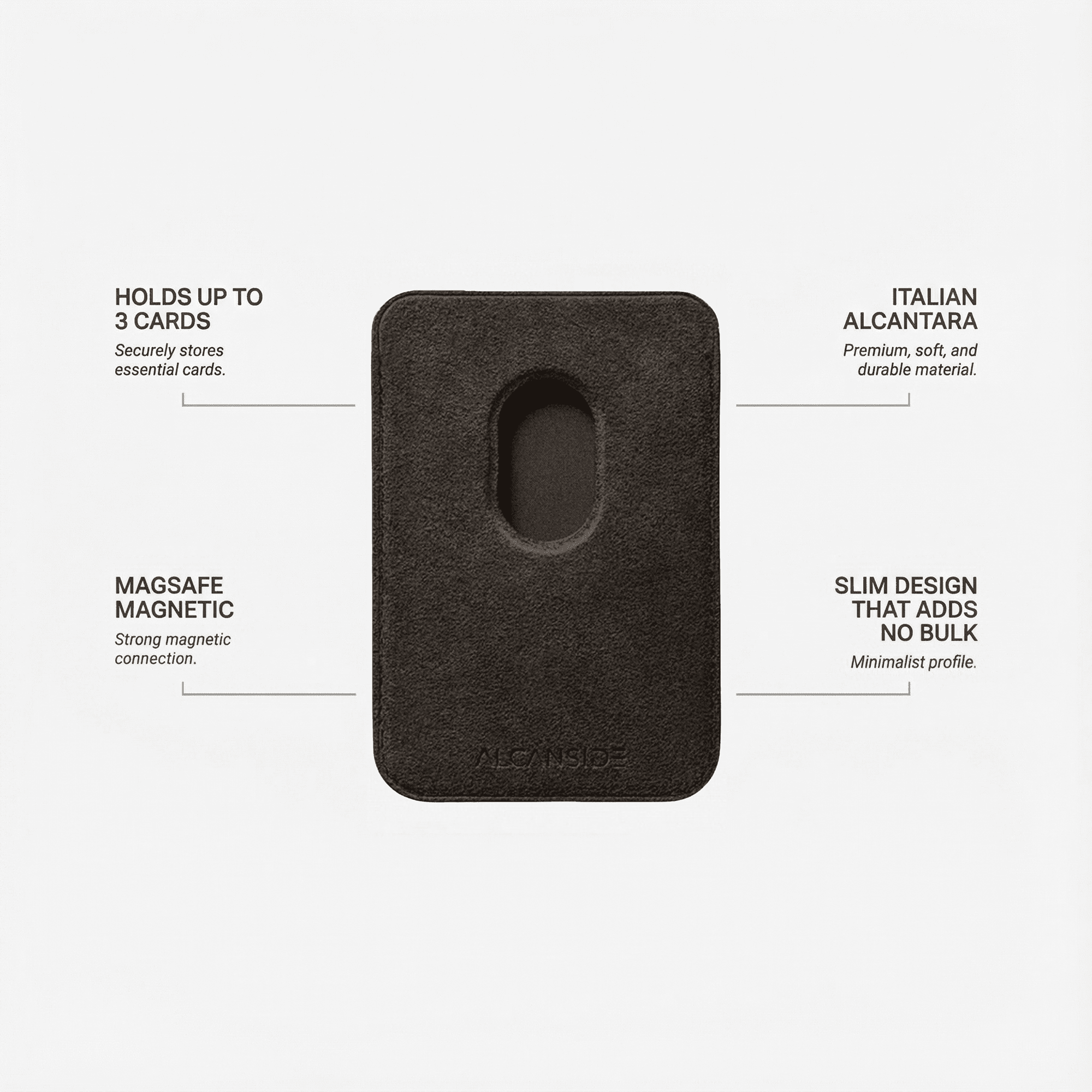 Alcantara MagSafe Wallet - Chocolate Brown - Alcanside
