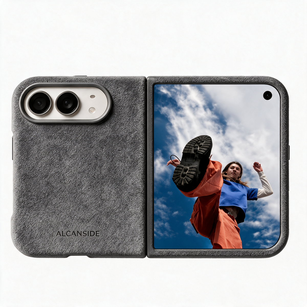 Nardo Gray Alcantara case for iPhone Duo, product image 2