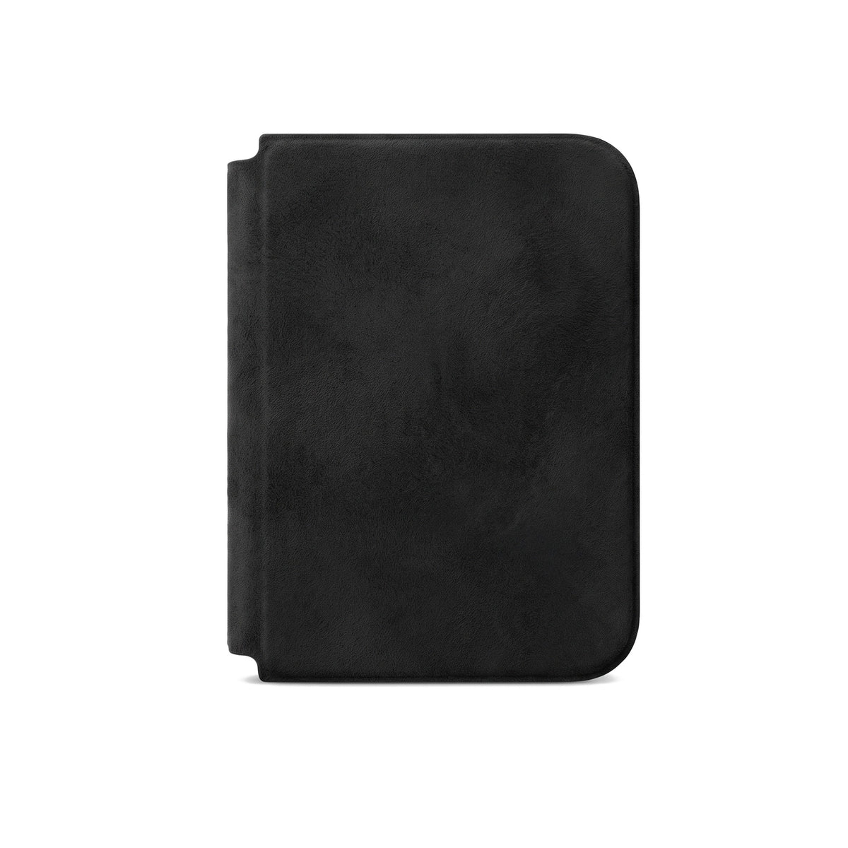 Deep Black Alcantara folio case for iPhone Duo, front cover closed